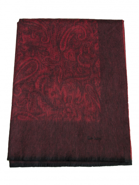 Плед кашемировый Glen Saxon Border Paisley/дамасский узор 120 Black carmine/A5 150x200
