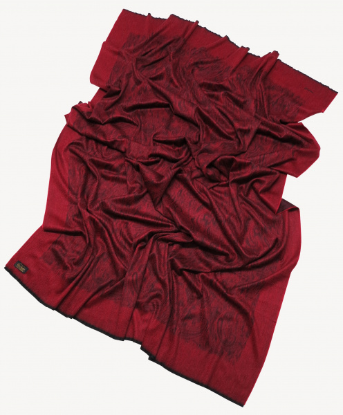 Плед кашемировый Glen Saxon Border Paisley/дамасский узор 120 Black carmine/A5 150x200